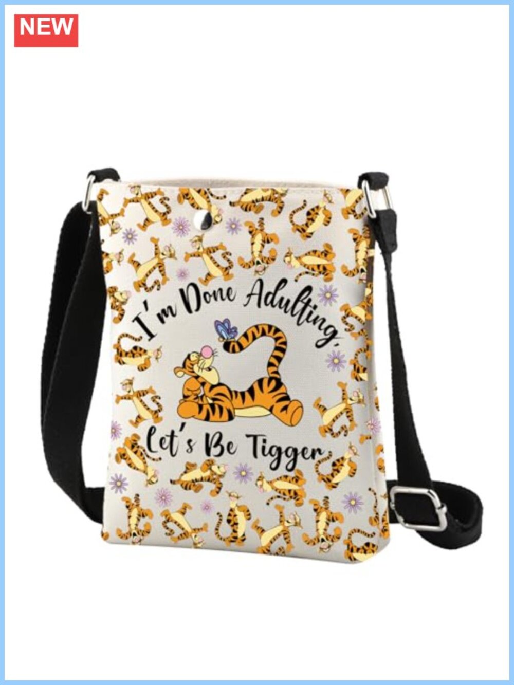 Tigger Crossbody Bag Polyester Cartoon Purse Adjustable Strap